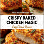 Close-up of baked Parmesan Breadcrumb Chicken with a golden crust and fresh herbs on top.